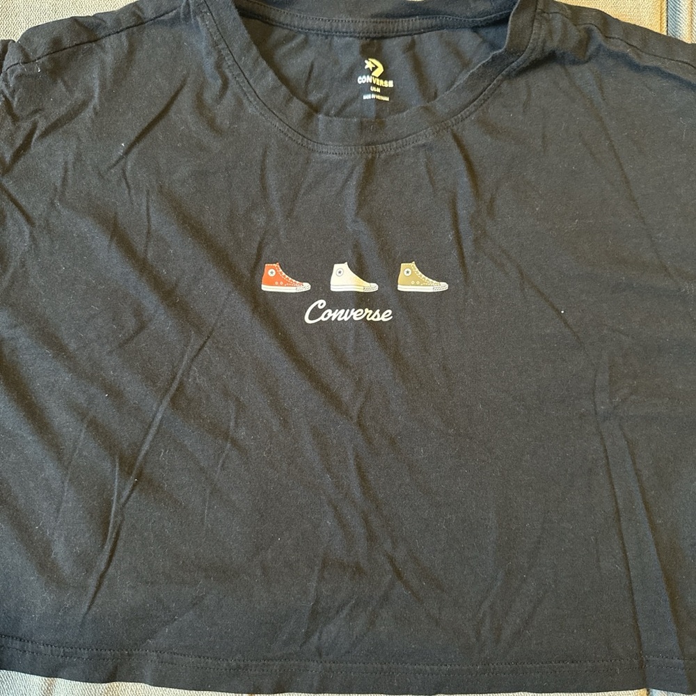Converse cropped  Black Tee with Sneaker Icons